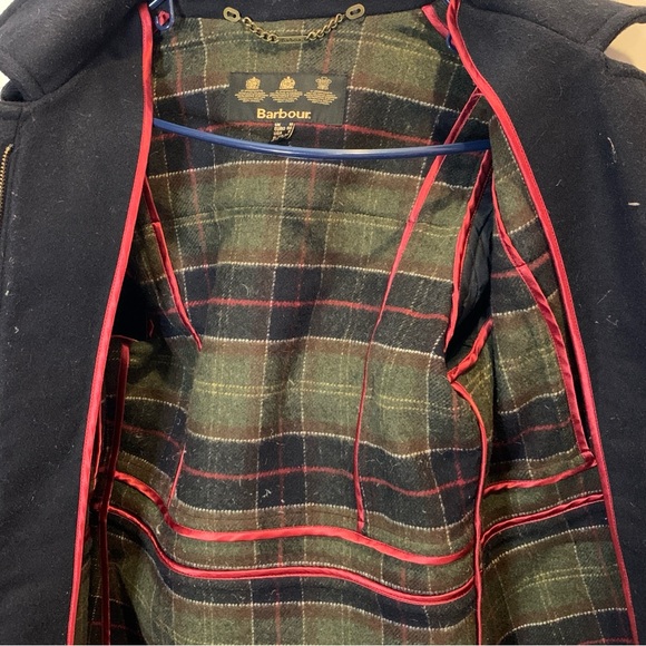 Barbour Vintage Buttermere Wool Toggle Hooded Duffle Coat Peacoat Size 6 - Picture 7 of 11